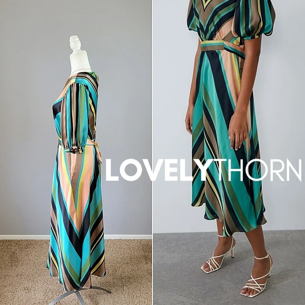 ZARA // fashion blogger fave chevron print satin effect midi dress - Picture 3 of 16